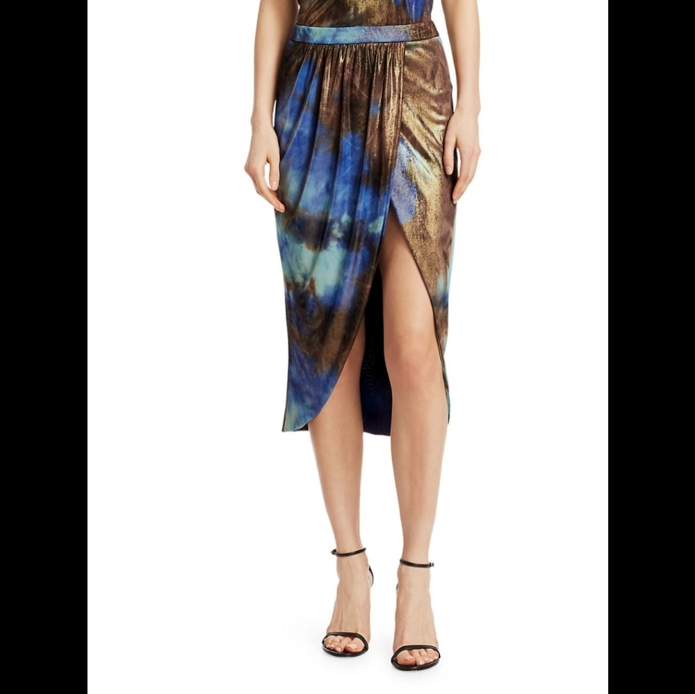 NWT Le Superbe Metallic Tie-Dye Tulip Skirt